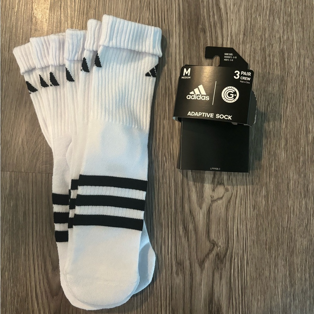 *BRAND NEW* Adidas Adaptive 3pk crew socks, size M